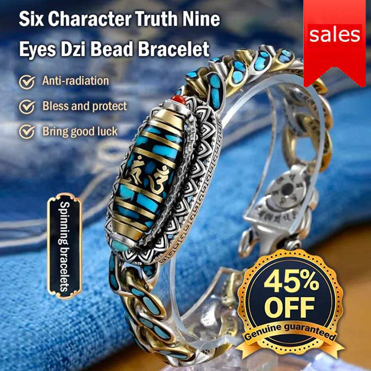 TURQUOISE SIX-CHARACTER MANTRA NINE-EYED DZI BEAD BRACELET【HOT SALE-45%OFF🔥🔥🔥🔥🔥】