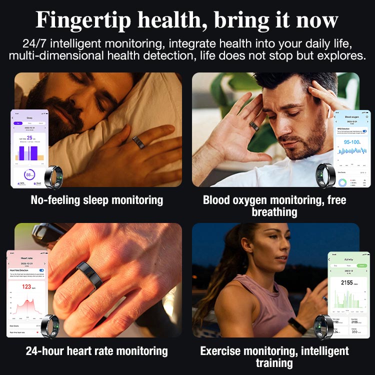 Christmas Promotion One Year Warranty - Smart Ring-Comprehensive 24/7 Health Monitoring, Track Your Heart Rate, Blood Pressure, and Sleep Quality for a Healthier, More Energetic Life!