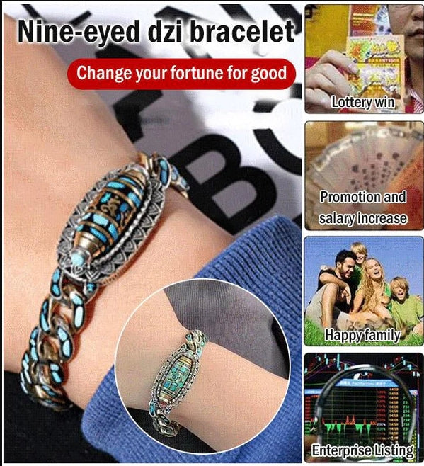 TURQUOISE SIX-CHARACTER MANTRA NINE-EYED DZI BEAD BRACELET【HOT SALE-45%OFF🔥🔥🔥🔥🔥】