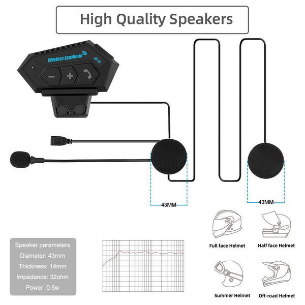 🔥(49% OFF🔥 Last Day) 💝BT12 Motorcycle Helmet Bluetooth Headset