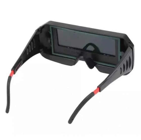 Welding safety glasses with LCD display, self-darkening liquid crystals